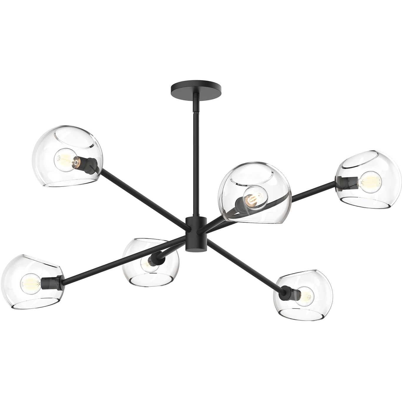 Alora Mood Willow 6 Light 37 inch Matte Black Chandelier Ceiling Light in Clear Glass