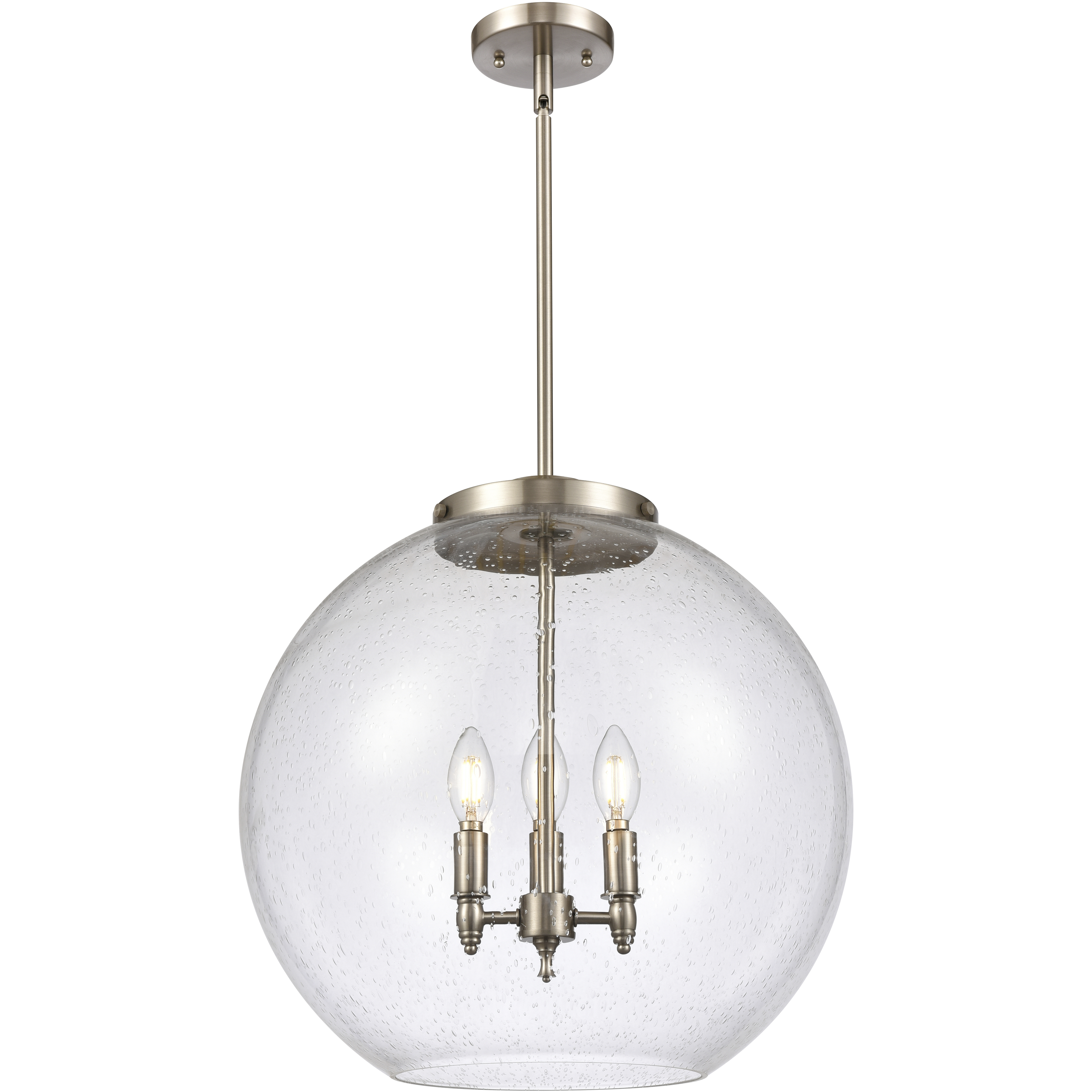 Ballston Athens 3 Light 17.75 inch Brushed Satin Nickel Statement Pendant Ceiling Light in Incandescent, Seedy