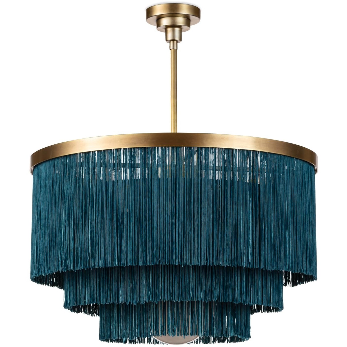 Cabaret Fringe 3 Light 26 inch Blue Chandelier Ceiling Light