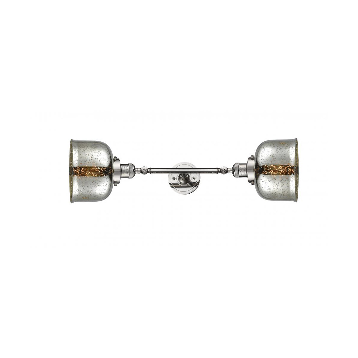 Franklin Restoration Large Bell 2 Light 8 inch Polished Nickel Bath Vanity Light Wall Light in Silver Plated Mercury Glass, Franklin Restoration