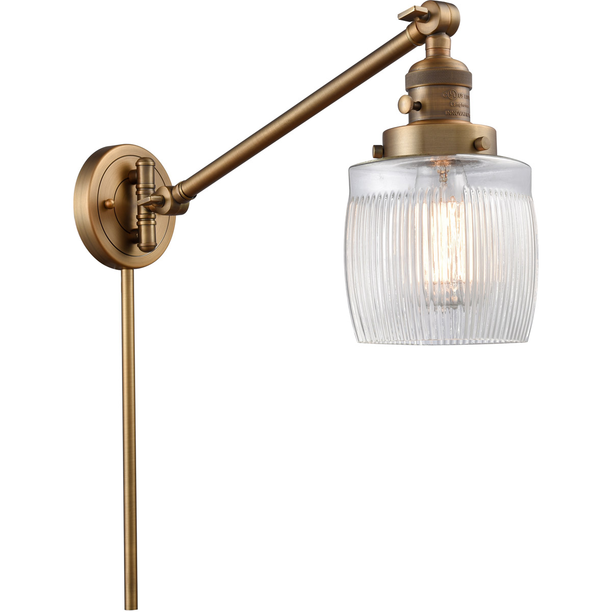 Colton 30 inch 3.50 watt Brushed Brass Swing Arm Wall Light, Franklin Restoration