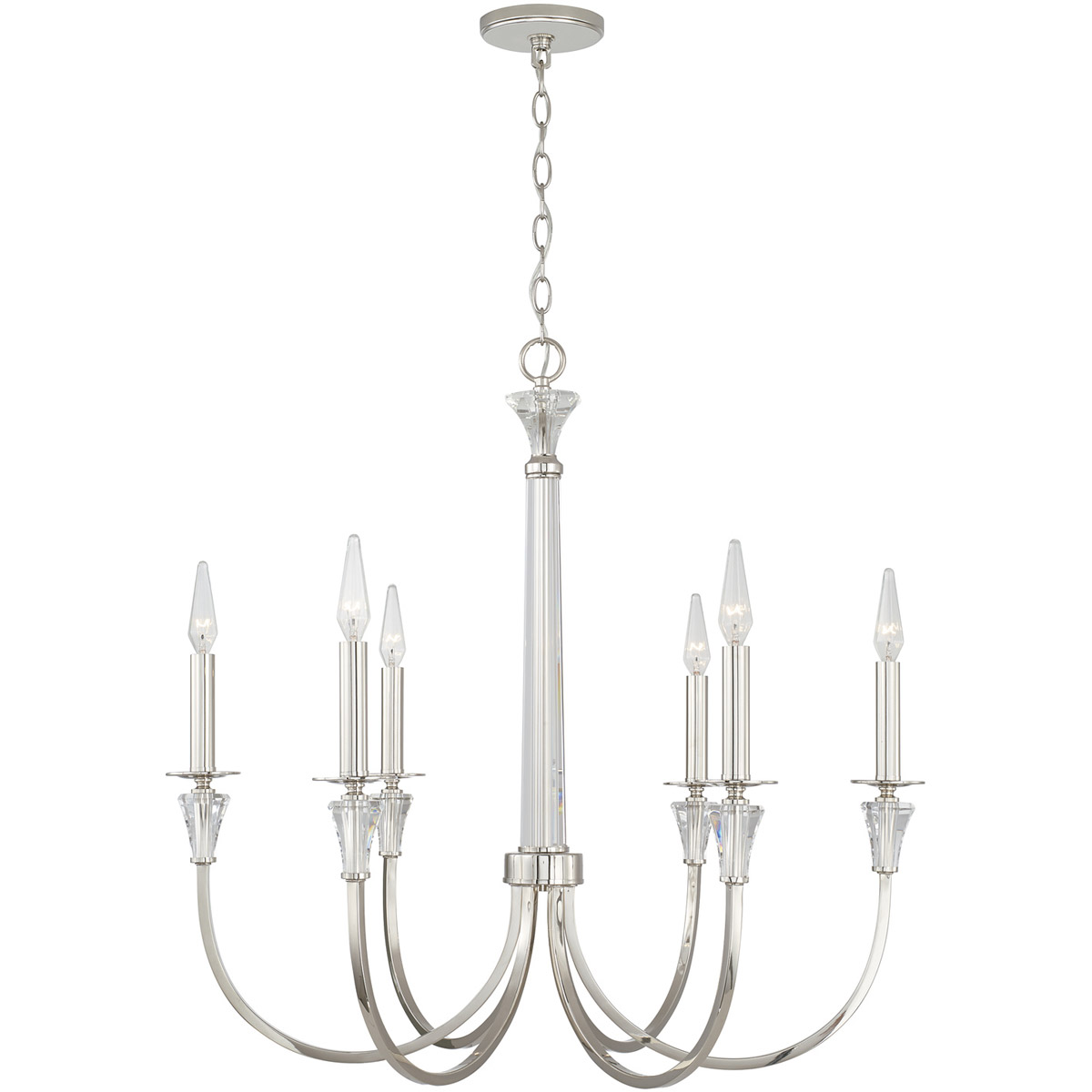 Laurent 6 Light 30 inch Polished Nickel Chandelier Ceiling Light