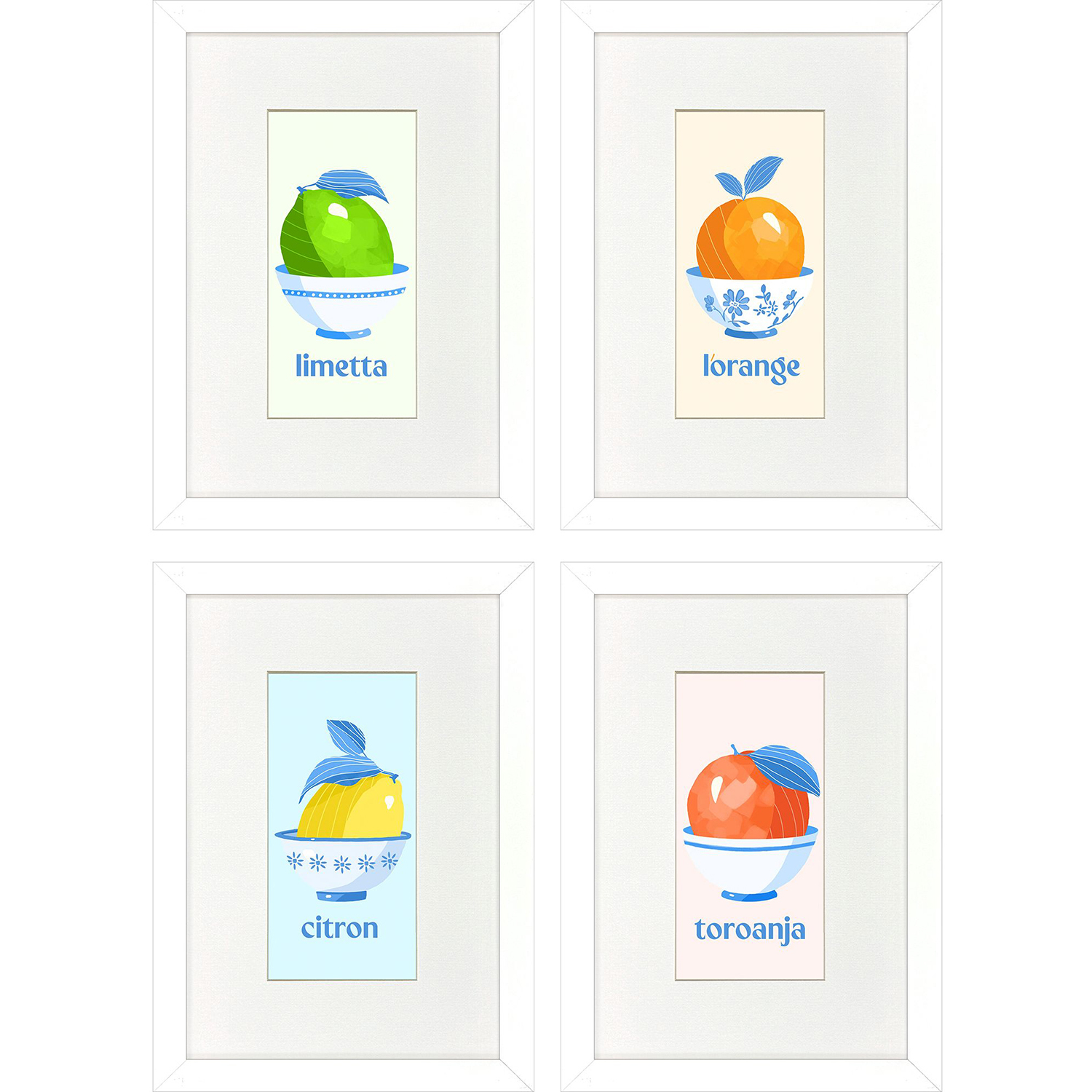 Love of Fruit Blue and Multi and Orange and Green Framed Art, Propac