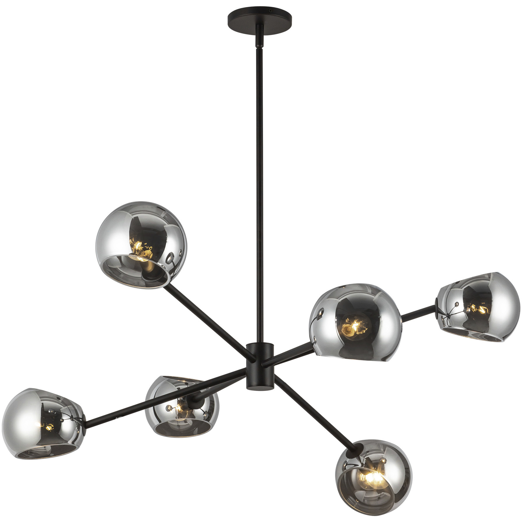 Alora Mood Willow 6 Light 37 inch Matte Black Chandelier Ceiling Light in Smoked Glass