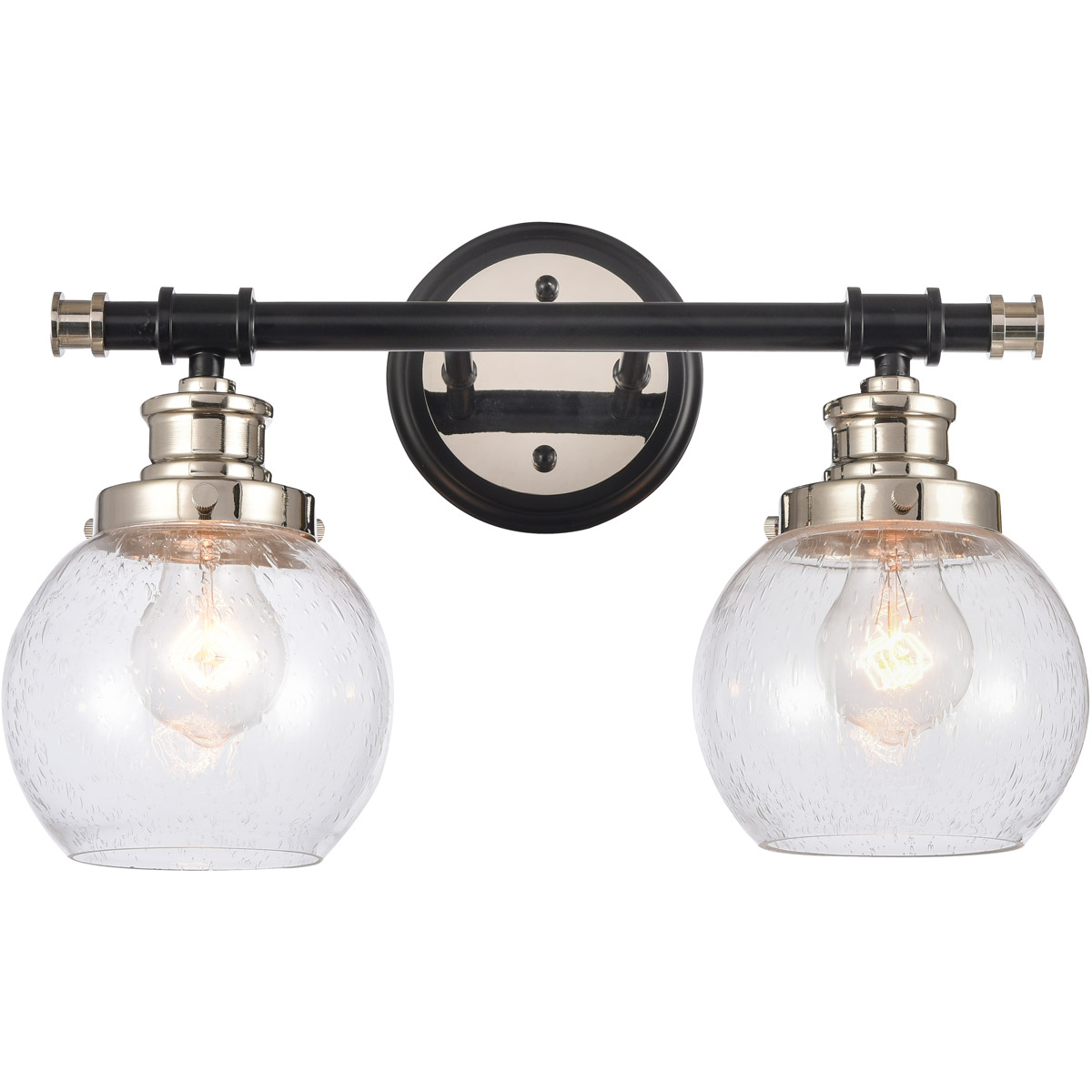 Saybrook 2 Light 16.25 inch Black Polished Nickel Bath Vanity Light Wall Light in Seedy Glass