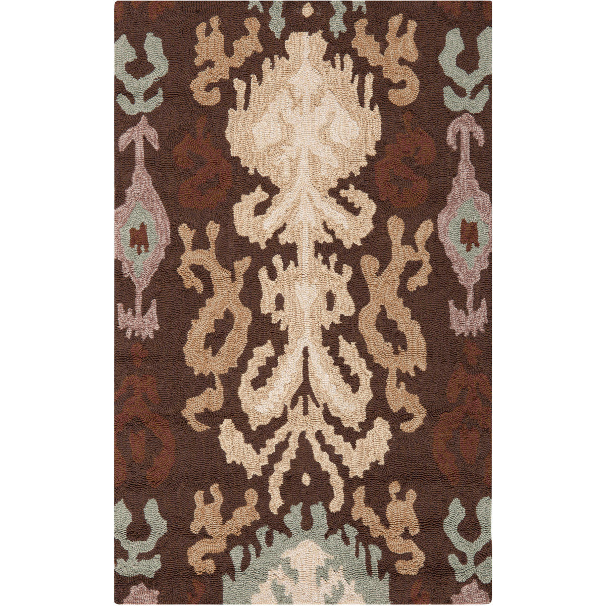 Brentwood 48 X 30 inch Dark Brown, Wheat, Medium Gray, Tan, Cream, Mauve Rug