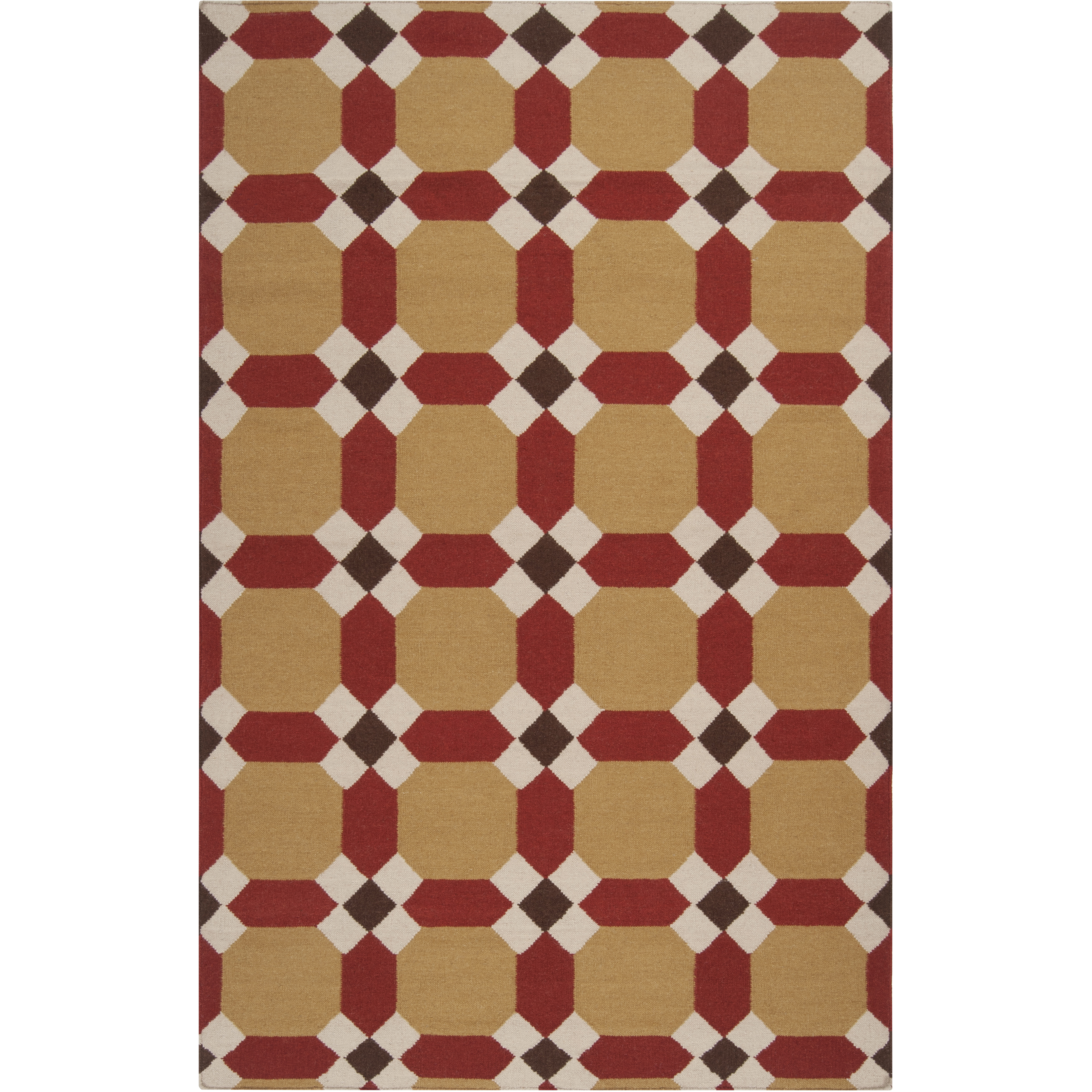 Archive 96 X 60 inch Tan, Dark Red, Khaki, Dark Brown Rug