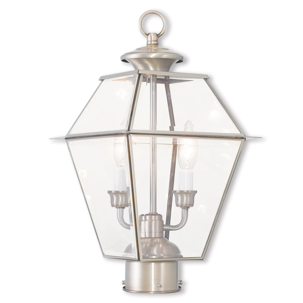 Westover 2 Light 17 inch Brushed Nickel Outdoor Post Top Lantern