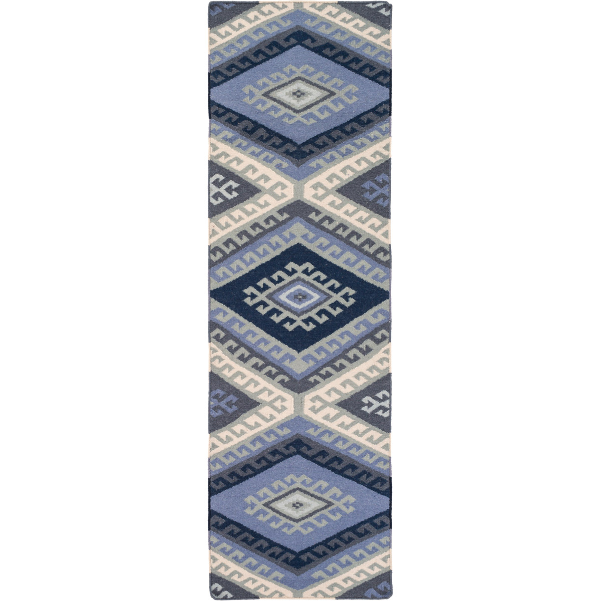 Wanderer 96 X 30 inch Blue and Blue Runner, Wool