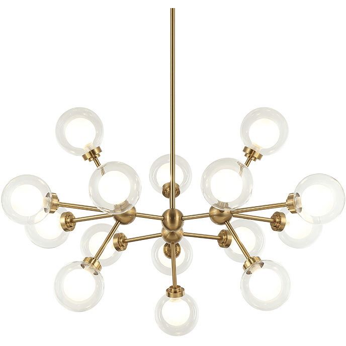 Solaris 15 Light 34 inch Aged Gold Brass Pendant Ceiling Light