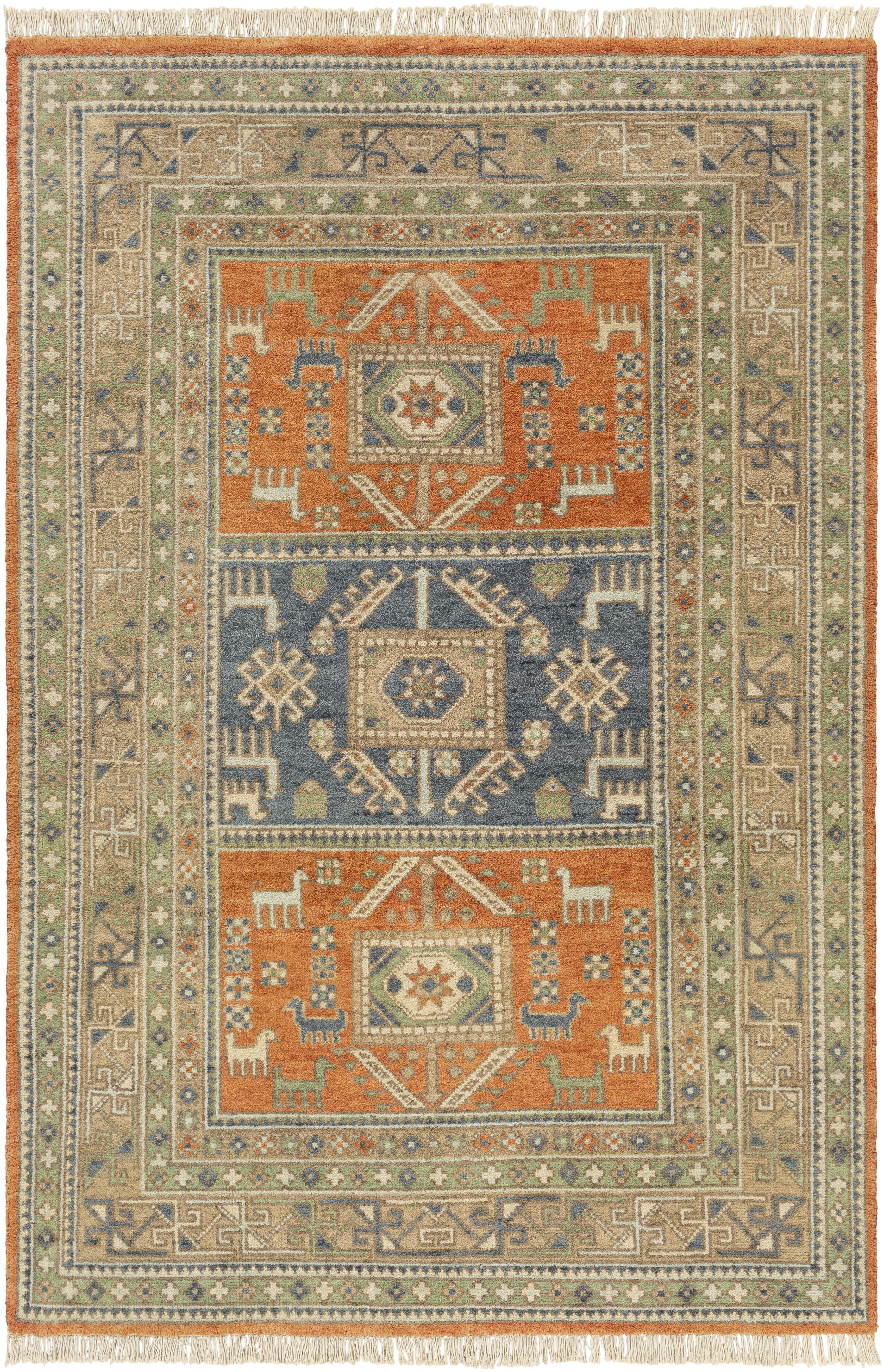 Isparta 36 X 24 inch Burnt Orange Rug in 2 x 3, Rectangle