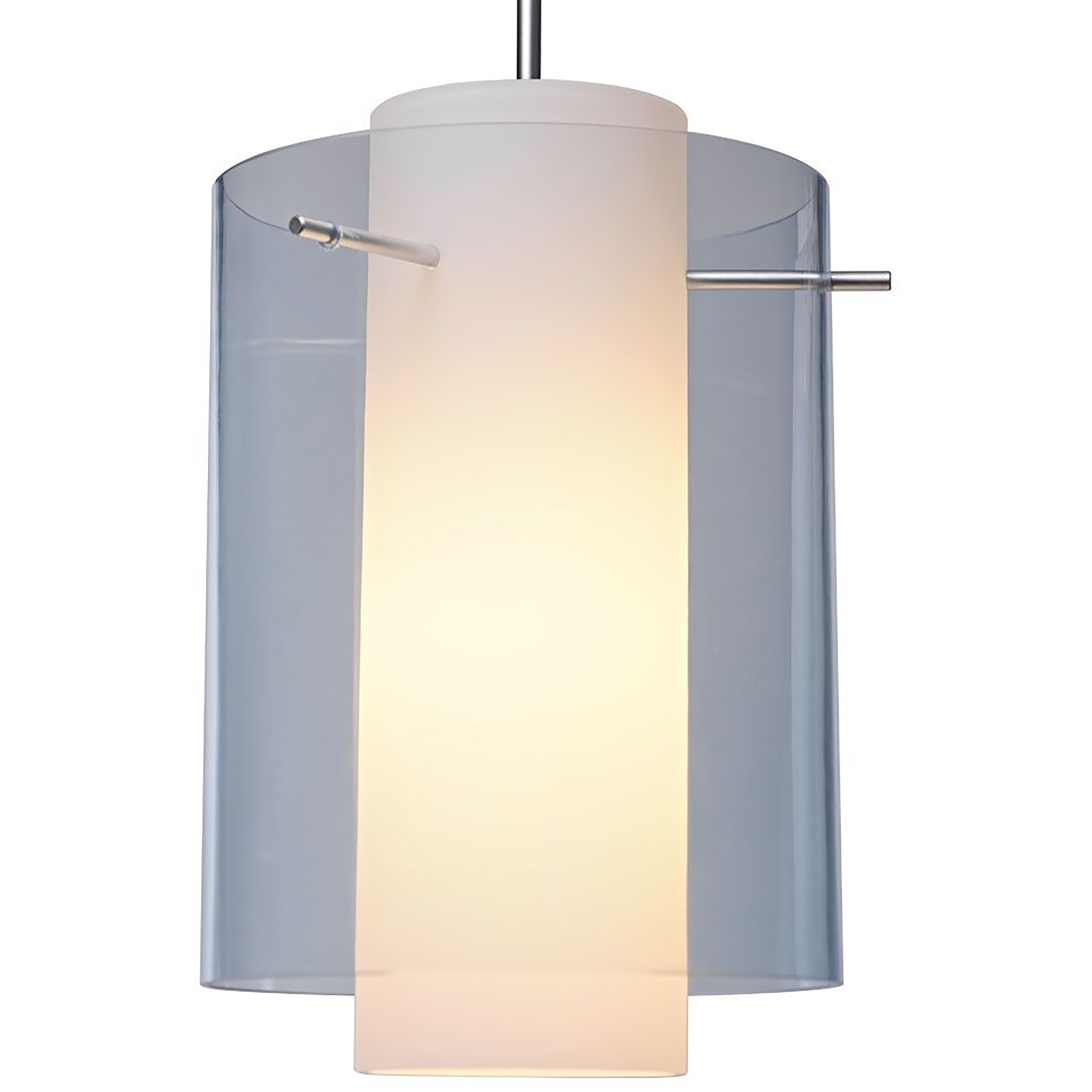 Rome 7.88 inch Matte Chrome Pendant Ceiling Light in Aqua Outer/Matte White Inner Glass