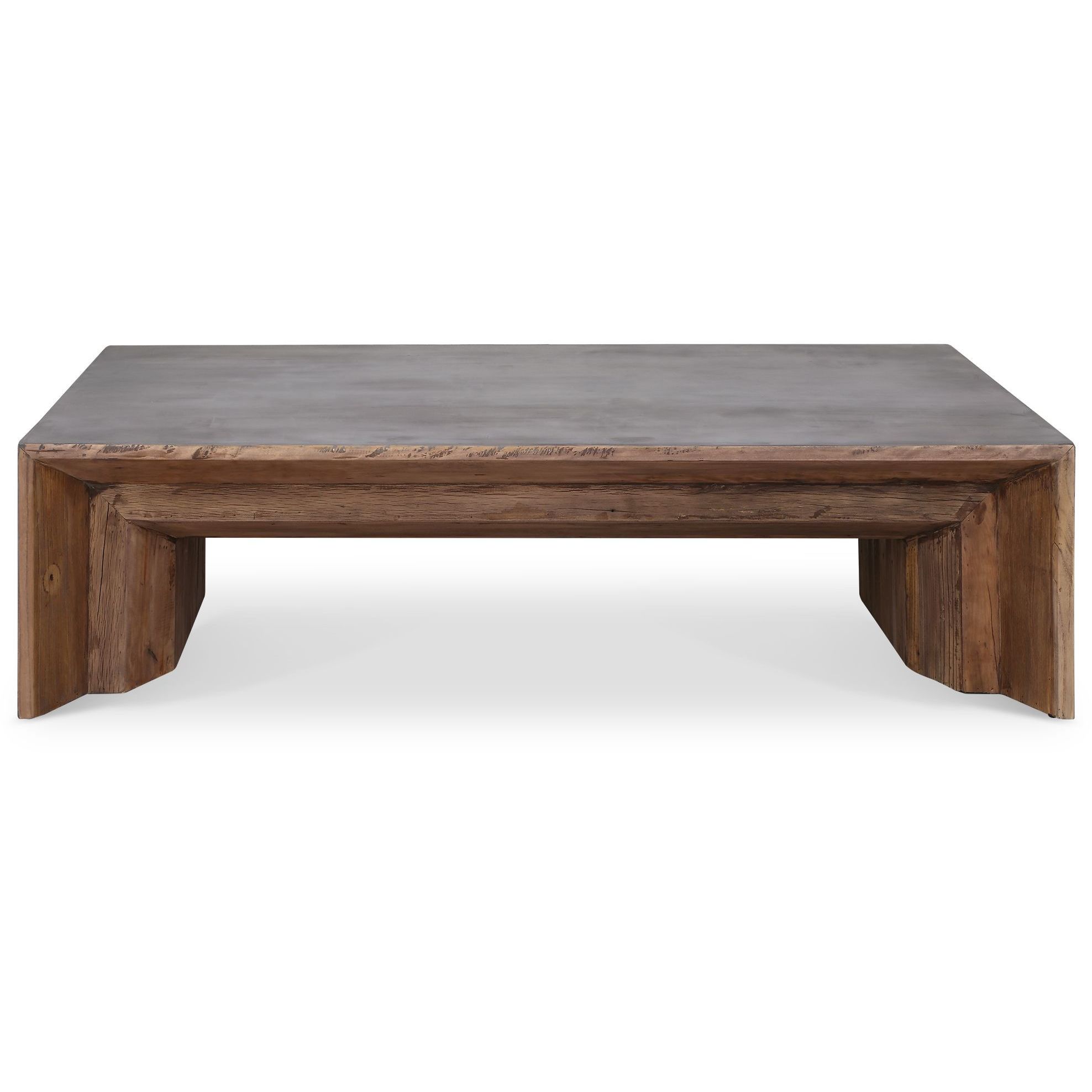 Vail 60 X 16 inch Natural Reclaimed Elm Wood and Gray Concrete Coffee Table