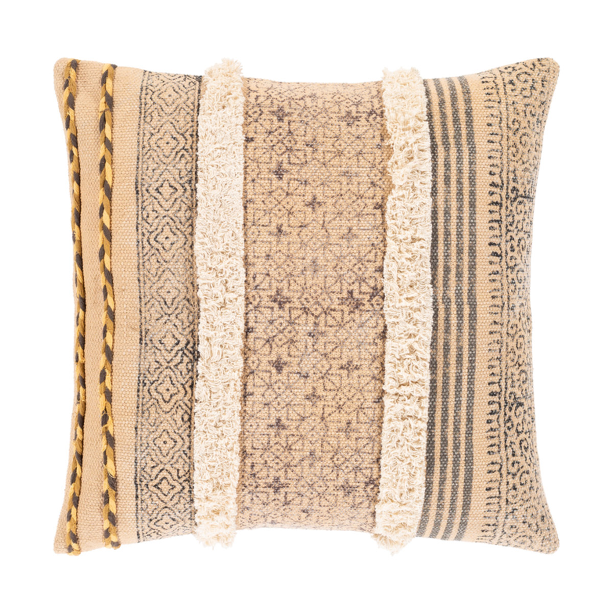Dayna 20 X 20 inch Beige/Tan/Dark Brown/Saffron/Wheat/Cream/Charcoal Pillow Kit, Square