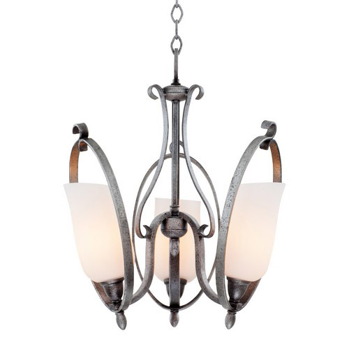 Kalco Lighting Mateo 3 Light Mini Chandelier in Flecked Iron 7237FI