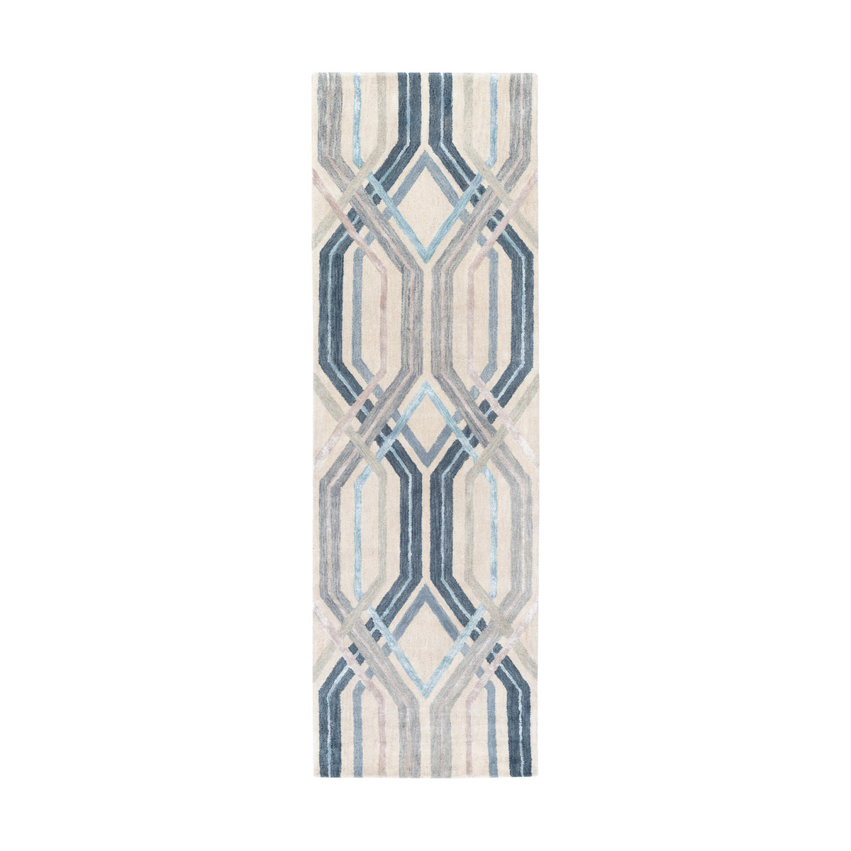 Banshee 36 X 24 inch Dark Blue/Charcoal/Sky Blue/Taupe/Light Gray/Beige Rugs, Wool and Viscose