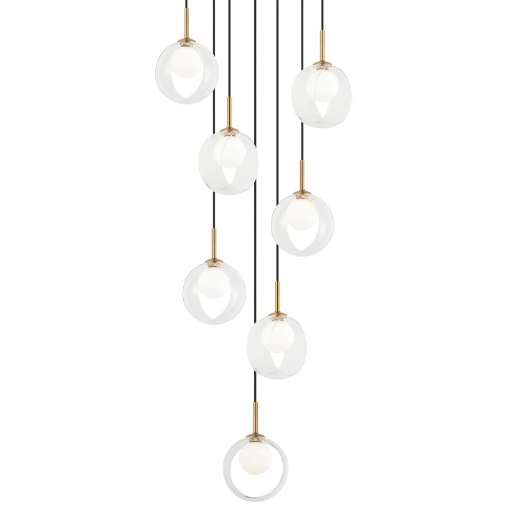 Matteo Lighting Delcia LED 20.13 inch Aged Gold Brass Pendant Ceiling Light in Aged Gold Brass and Clear C60607AGCL - Open Box