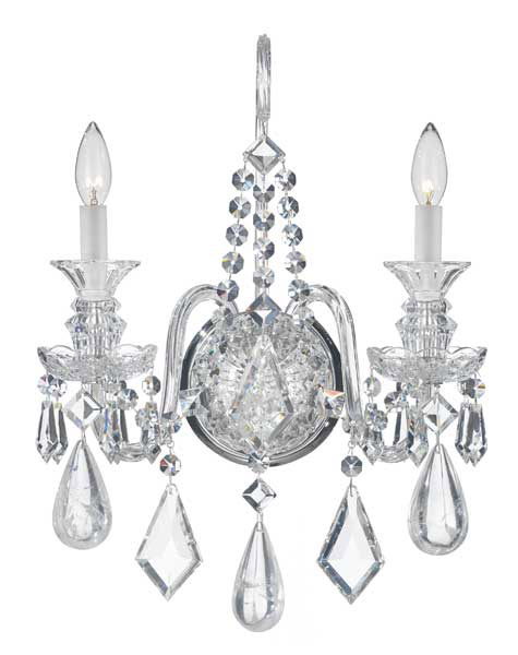 Hamilton Rock Crystal 2 Light 6.5 inch Silver Wall Sconce Wall Light