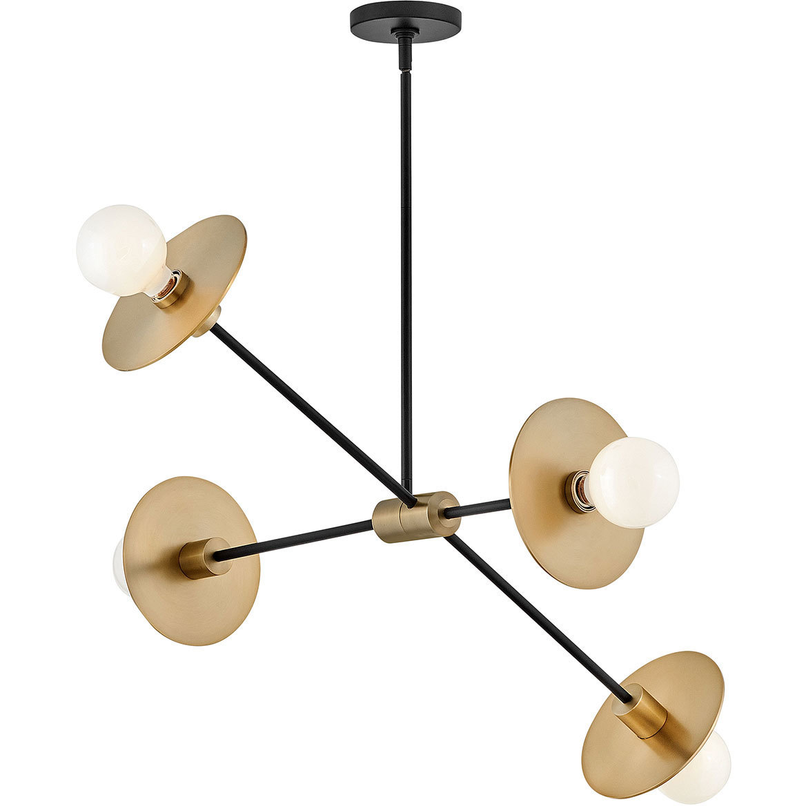 Lulu 4 Light 35.75 inch Lacquered Brass with Black Chandelier Ceiling Light