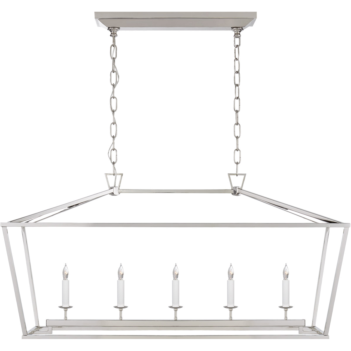 Chapman & Myers Darlana 5 Light 41 inch Polished Nickel Linear Lantern Pendant Ceiling Light, Medium
