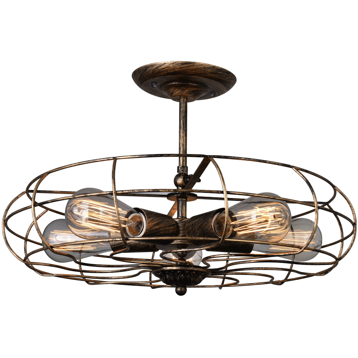 CWI Lighting Pamela 5 Light 19 inch Antique Copper Flush Mount Ceiling Light in Antique Forged Copper 9606C19-5-128 - Open Box