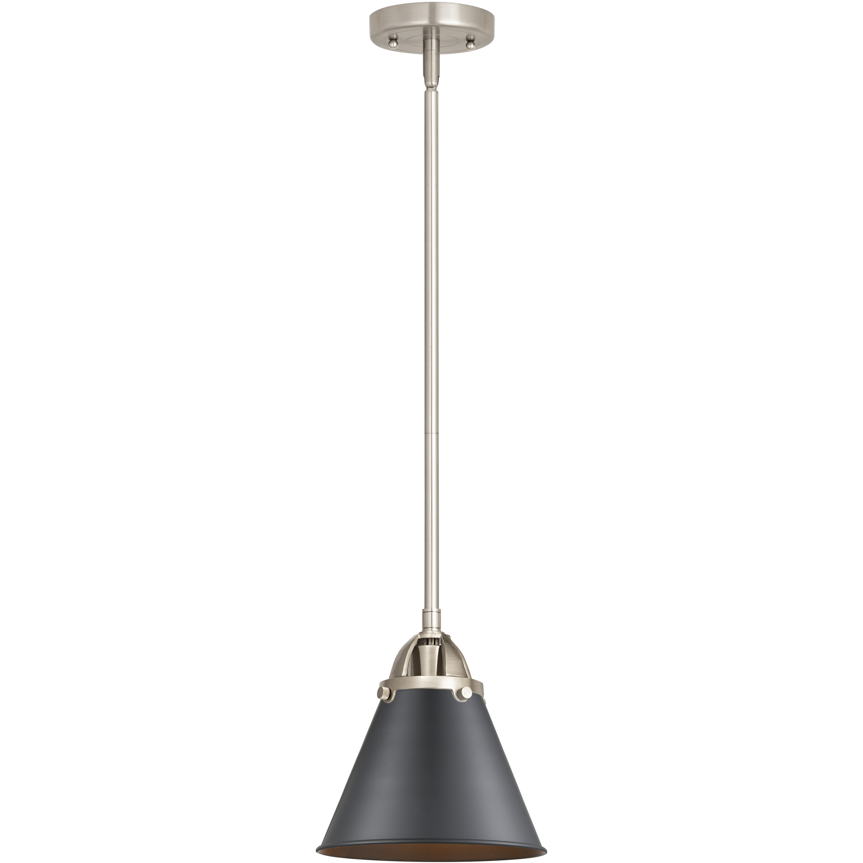 Nouveau 2 Appalachian 1 Light 8 inch Brushed Satin Nickel Mini Pendant Ceiling Light in Incandescent, Matte Black