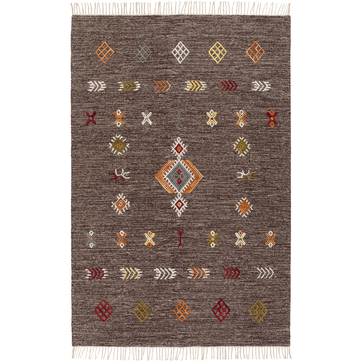 Zanafi 36 X 24 inch Dark Brown/Khaki/Medium Gray/Olive/Peach Rugs, Rectangle