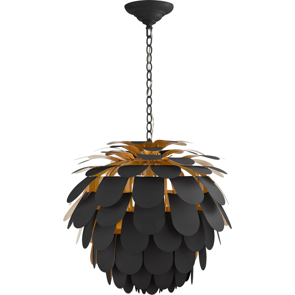 Chapman & Myers Cynara 1 Light 29 inch Matte Black Chandelier Ceiling Light in Matte Black and Gild, Large