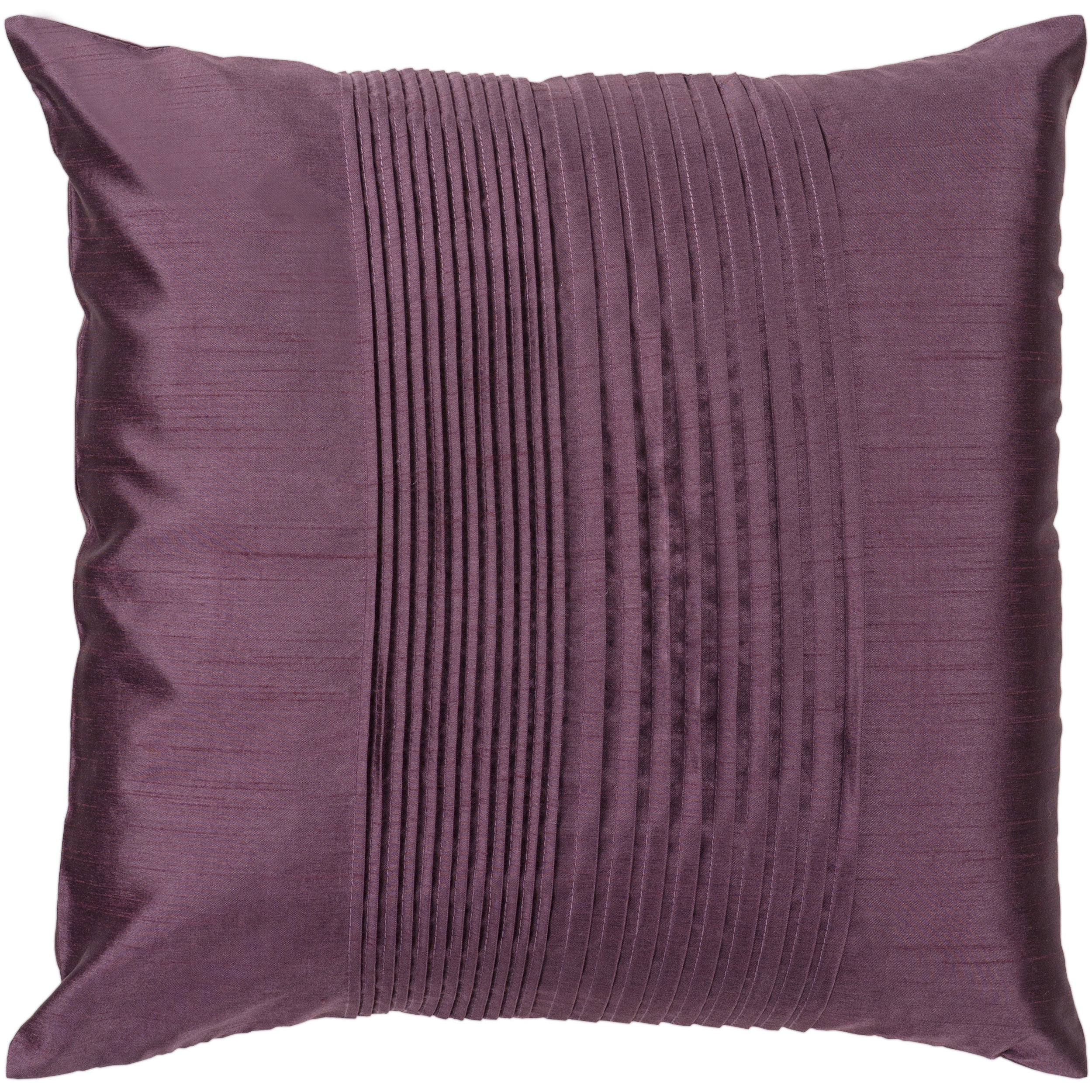 Solid Pleated 22 X 22 inch Plum Pillow Kit, Square
