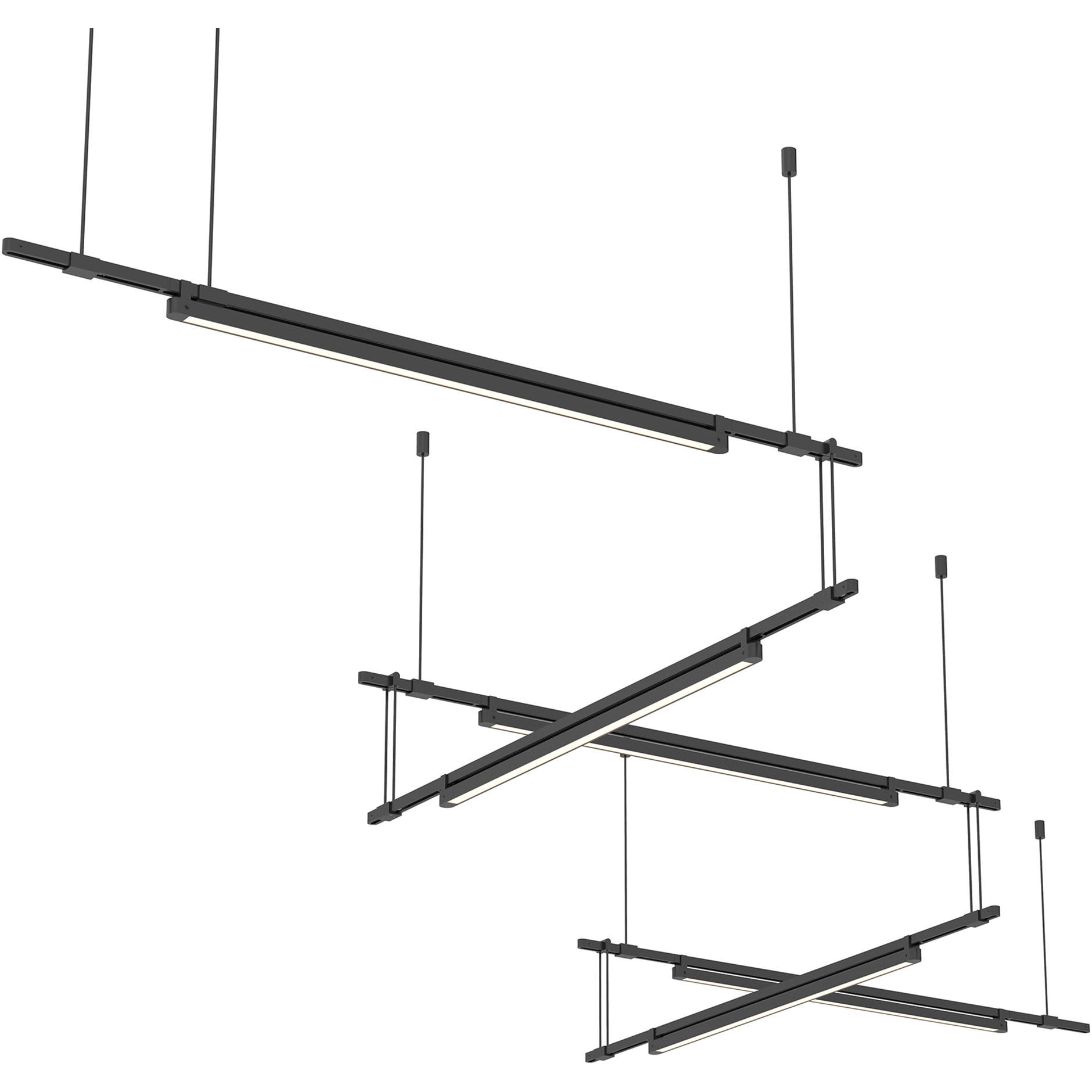 Suspenders LED 118 inch Satin Black Modular Pendant Composition Ceiling Light