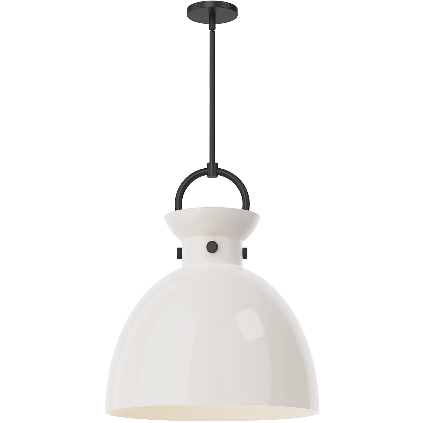 Alora Mood Waldo 1 Light 18 inch Matte Black Pendant Ceiling Light in Glossy Opal Glass