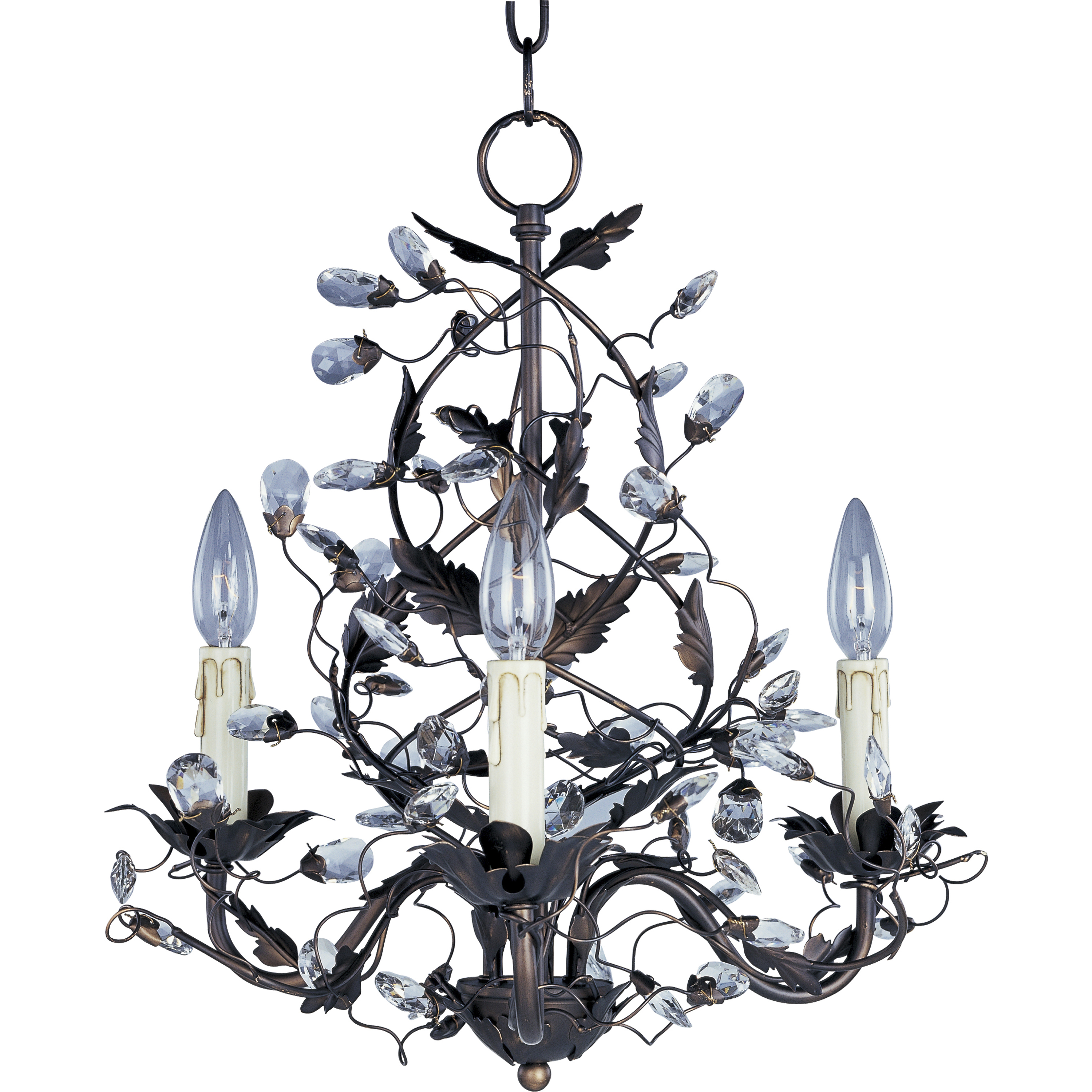 Elegante 3 Light 18.5 inch Oil Rubbed Bronze Mini Chandelier Ceiling Light