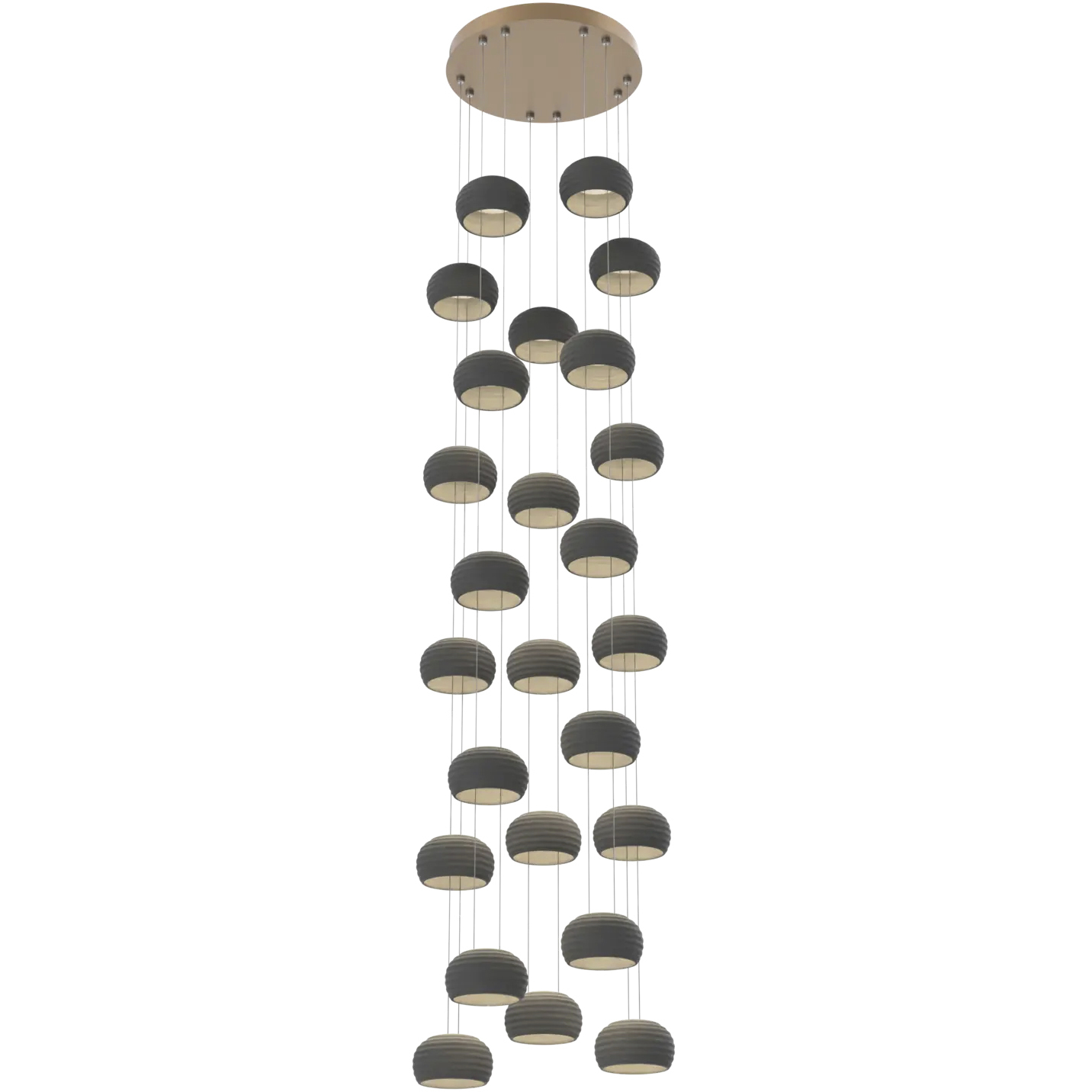 Torno LED 20 inch Novel Brass with Charcoal Stack Multi-Pendant Ceiling Light