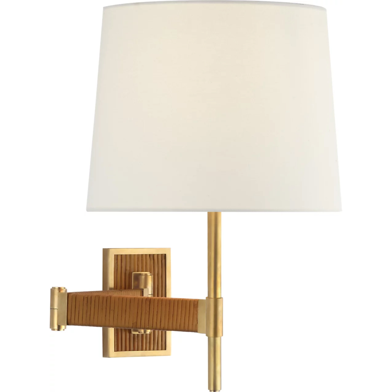 Suzanne Kasler Elle 22.25 inch 15 watt Hand-Rubbed Antique Brass and Dark Rattan Swing Arm Sconce Wall Light