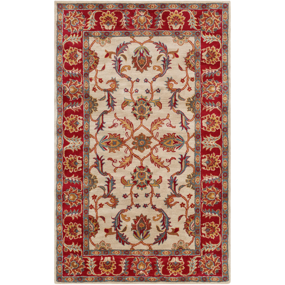Caesar 36 X 24 inch Dark Red/Teal/Khaki/Mustard/Burnt Orange Rugs, Rectangle