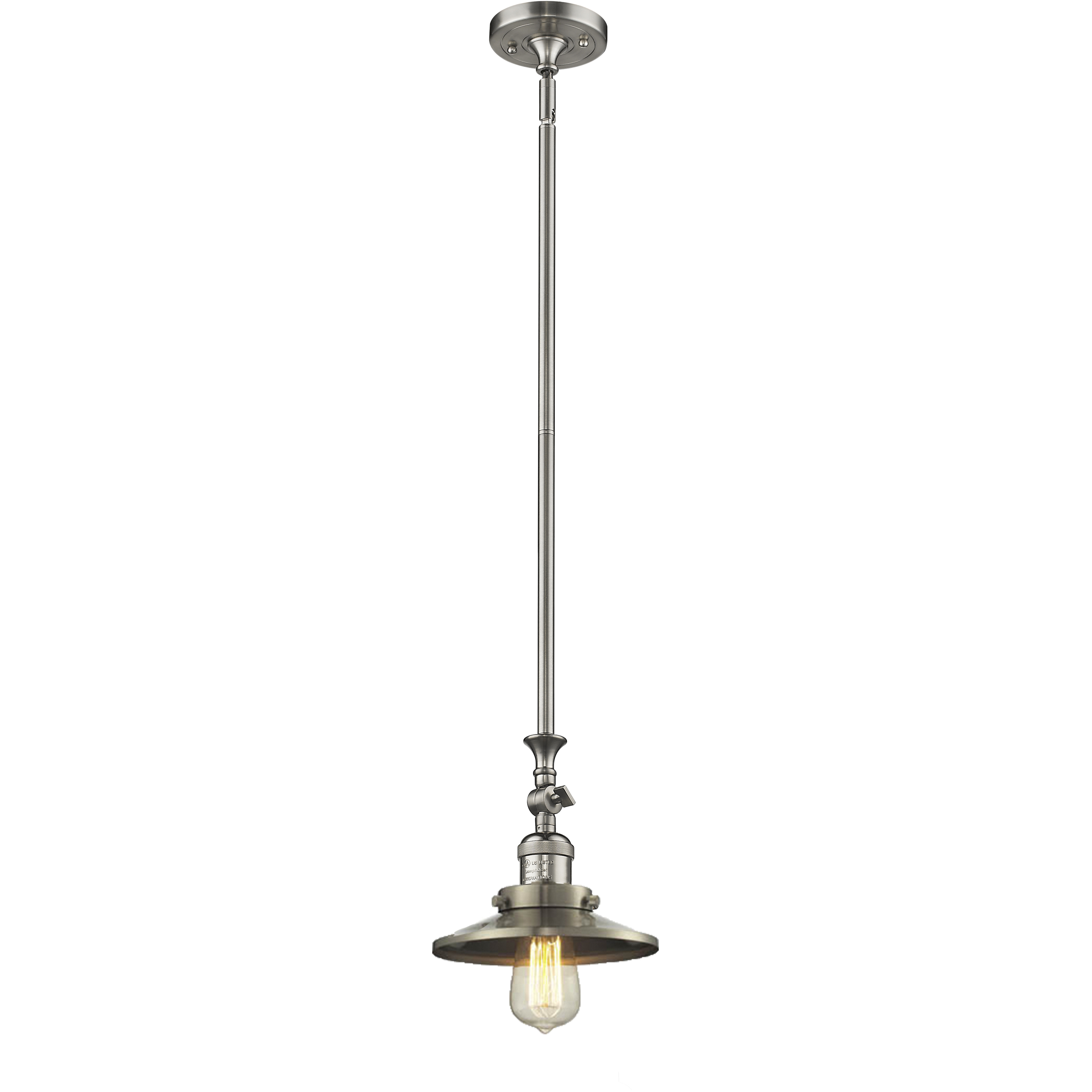 Franklin Restoration Railroad 1 Light 8 inch Brushed Satin Nickel Mini Pendant Ceiling Light in Incandescent, Franklin Restoration