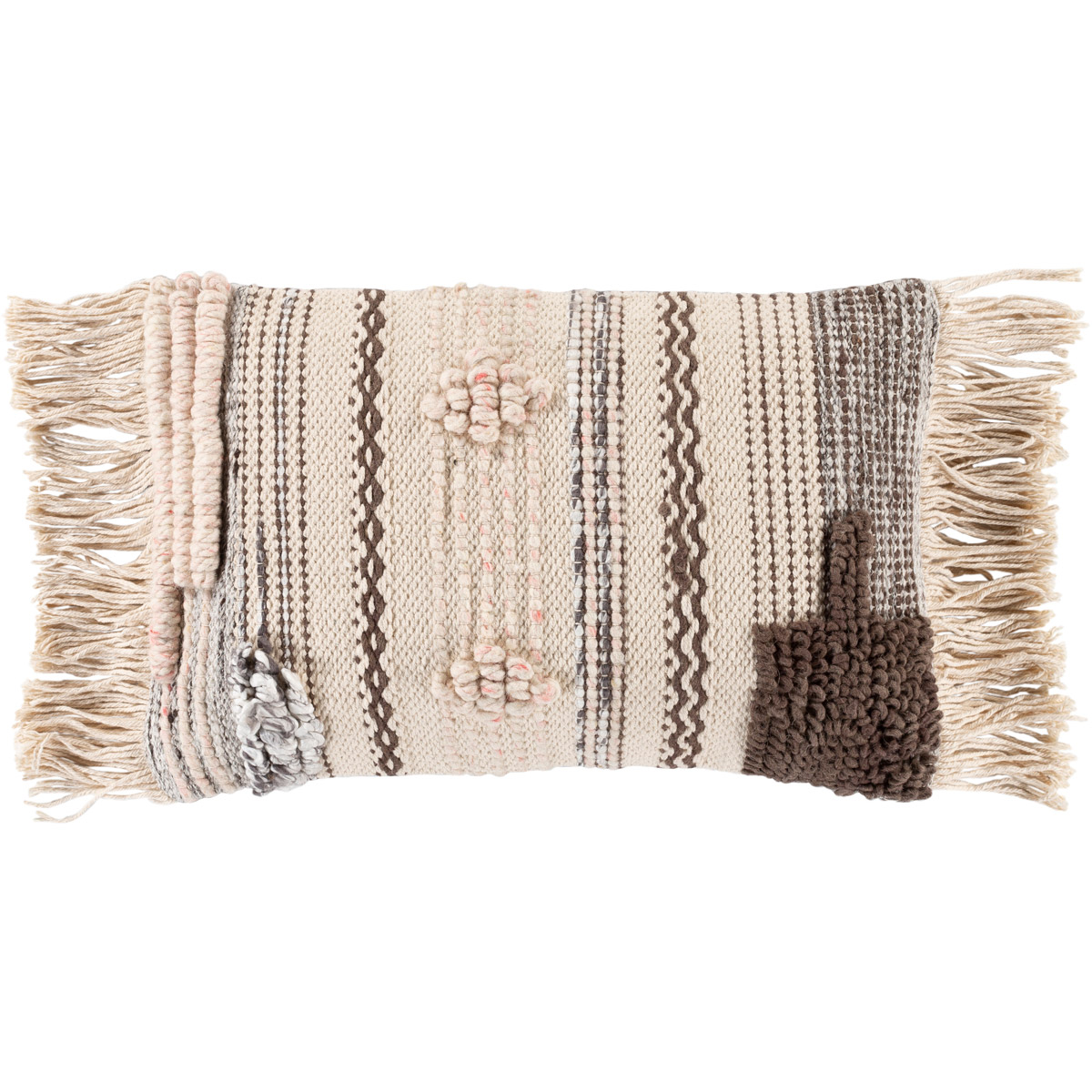 Lovisa 22 X 14 inch Beige/Pale Pink/Dark Brown/Medium Gray Pillow Kit, Lumbar