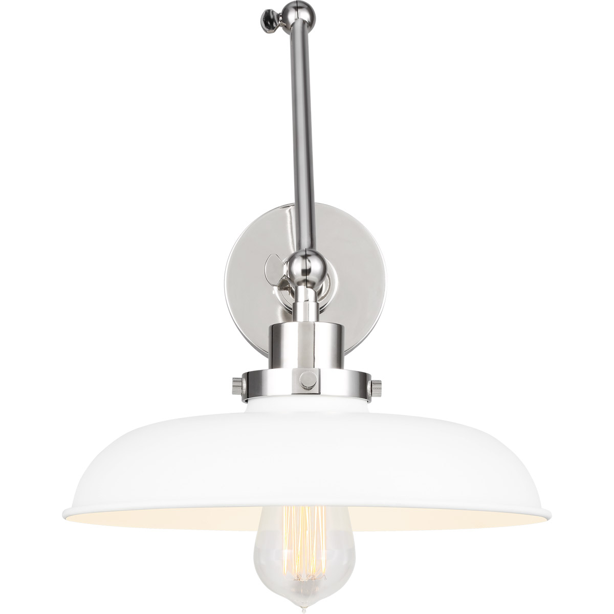 C&M by Chapman & Myers Wellfleet 26 inch 75 watt Matte White and Polished Nickel Task Sconce Wall Light in Matte White / Polished Nickel