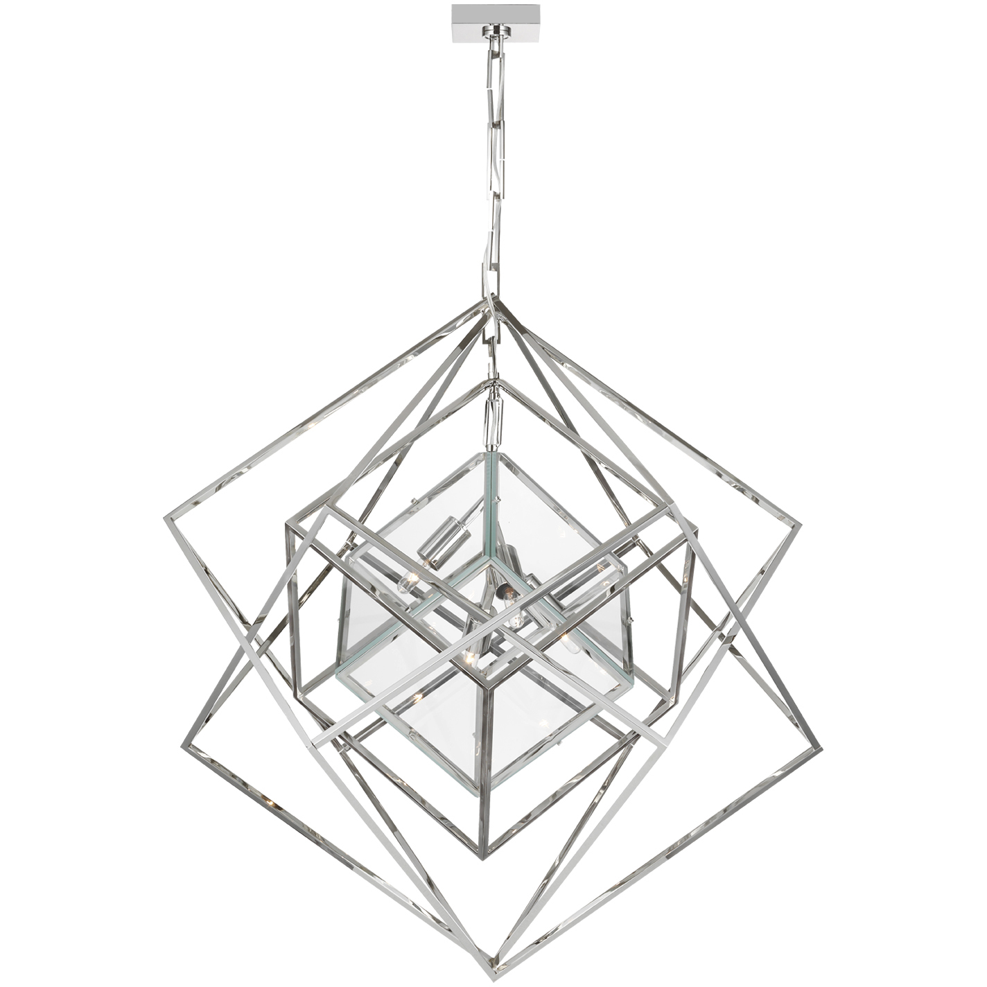 Kelly Wearstler Cubist 4 Light 32 inch Polished Nickel Chandelier Ceiling Light, Medium