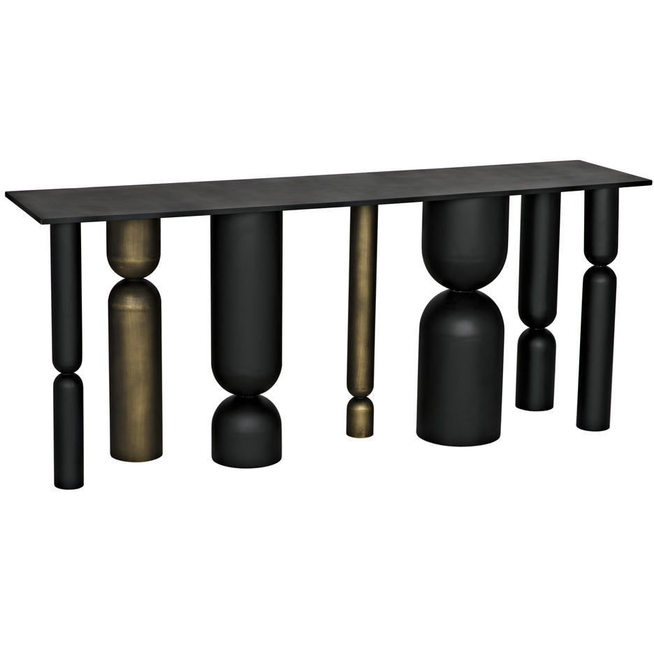 Figaro 71 X 17 inch Matte Black and Aged Brass Console