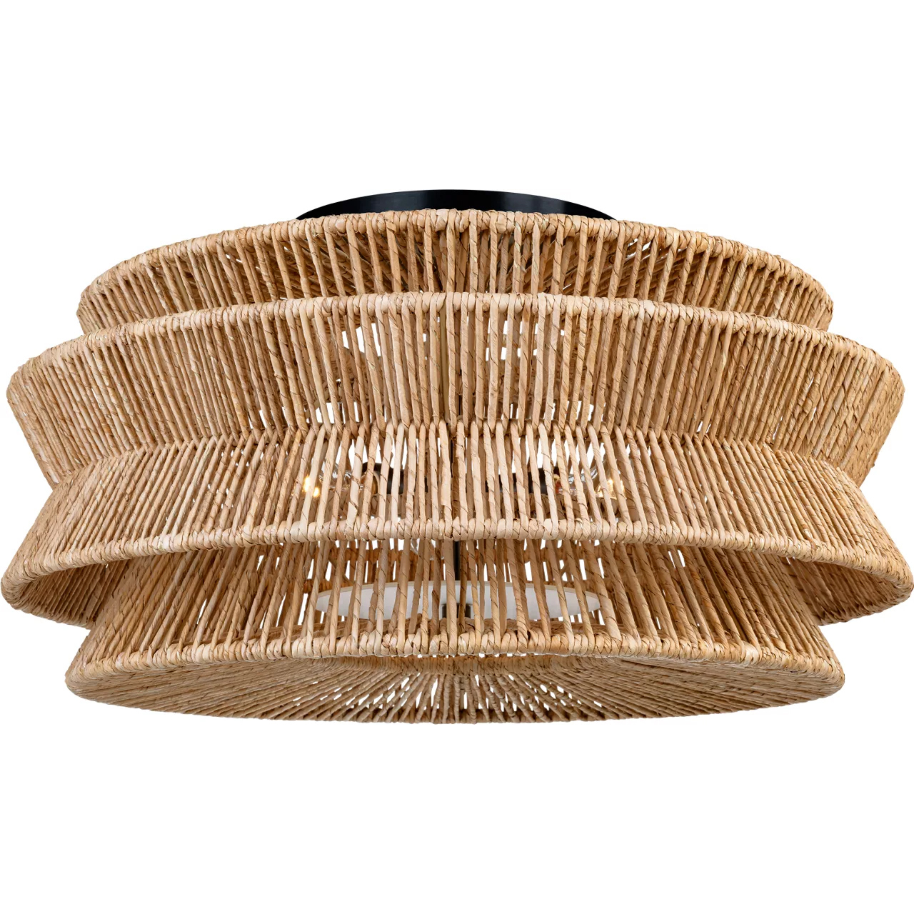 Chapman & Myers Antigua LED 30 inch Bronze and Natural Abaca Drum Semi-Flush Mount Ceiling Light, Grande