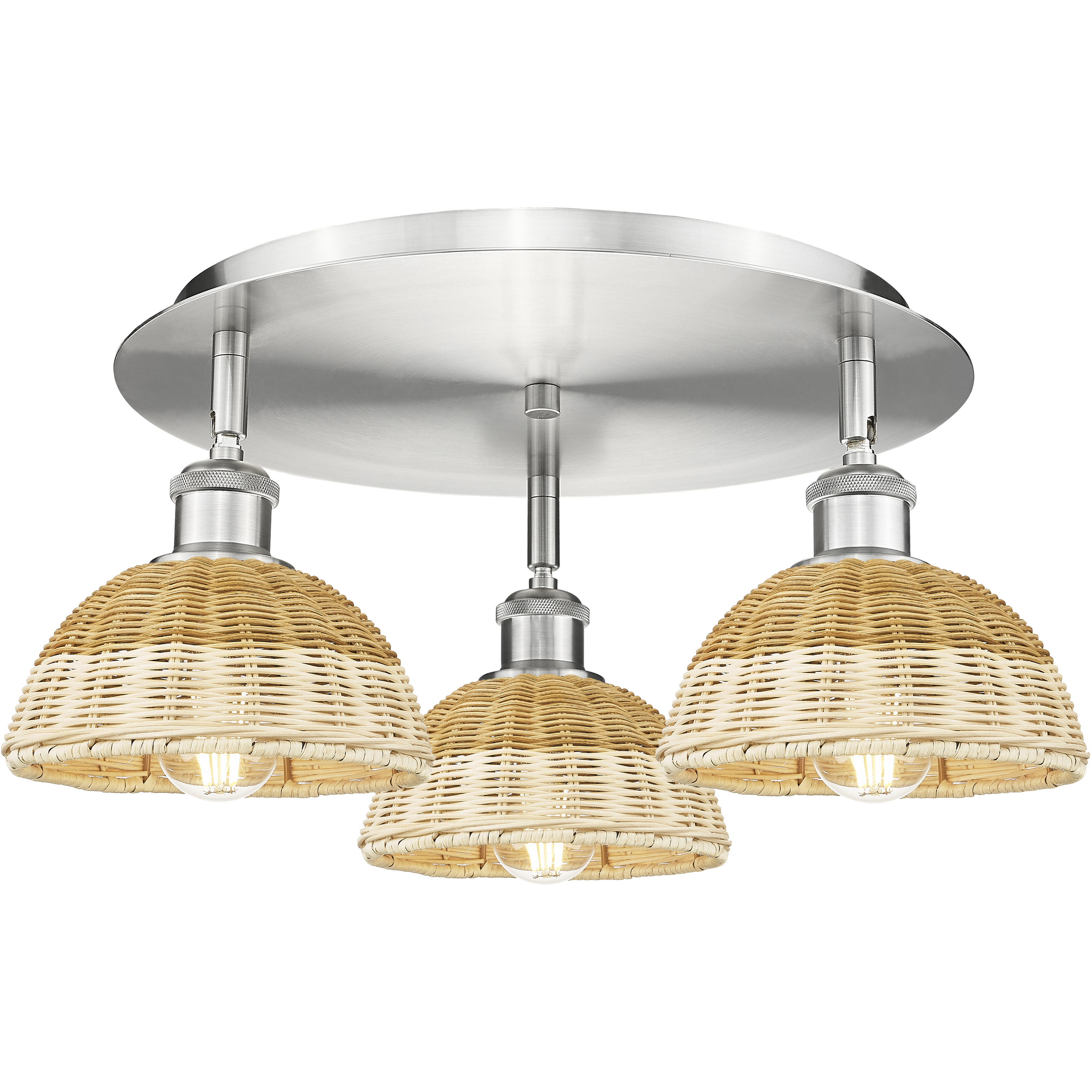 Ballston Bristol Natural II 3 Light 19.25 inch Satin Nickel Flush Mount Ceiling Light