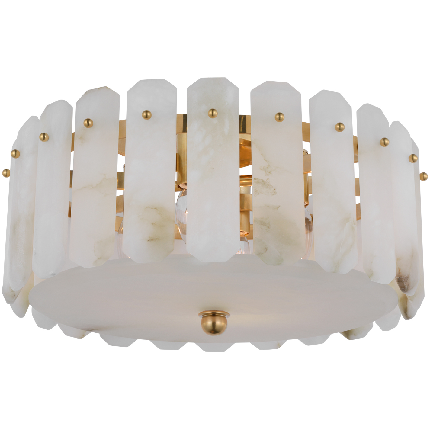 AERIN Bonnington 4 Light 18 inch Hand-Rubbed Antique Brass Flush Mount Ceiling Light in Alabaster, Medium