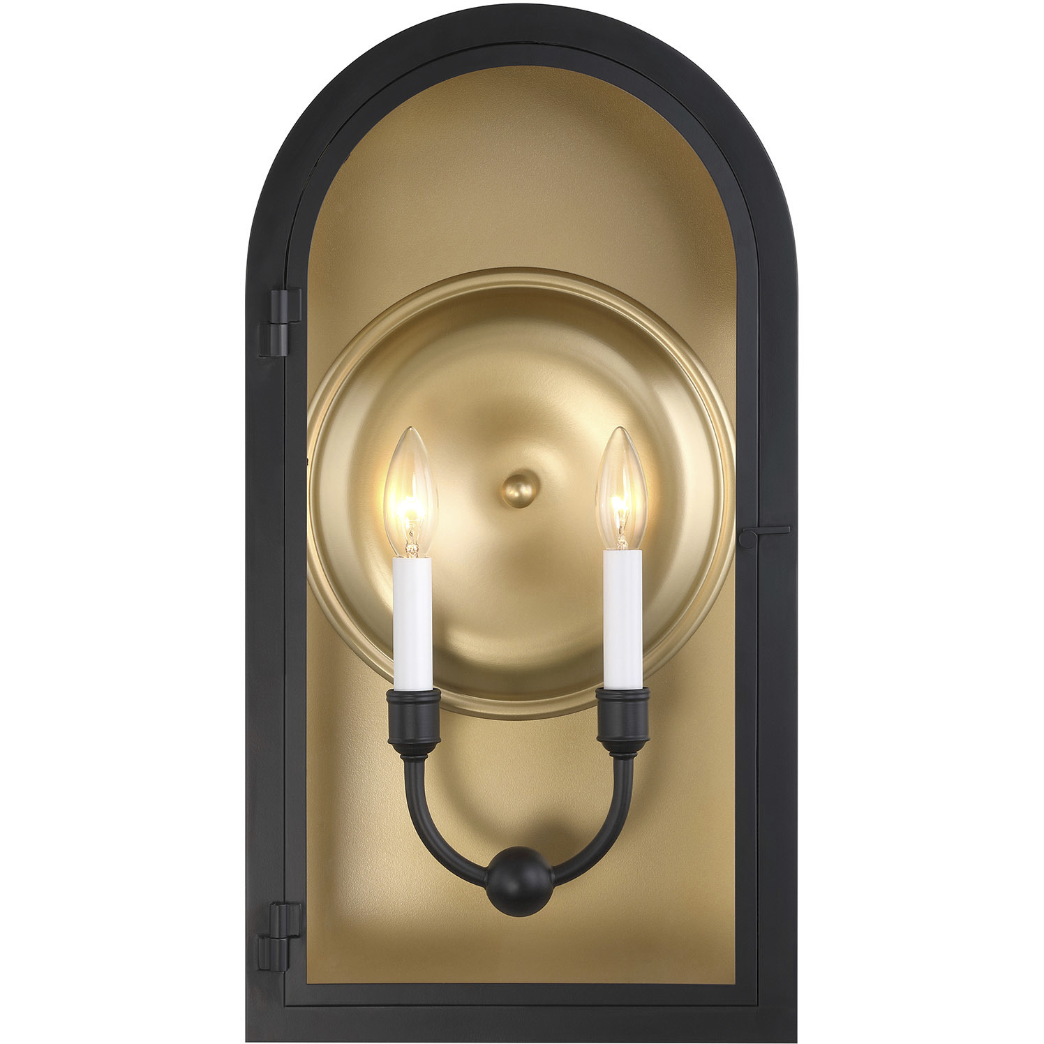 Grotto 2 Light 22.5 inch Matte Black with Vintage Gold Outdoor Wall Lantern