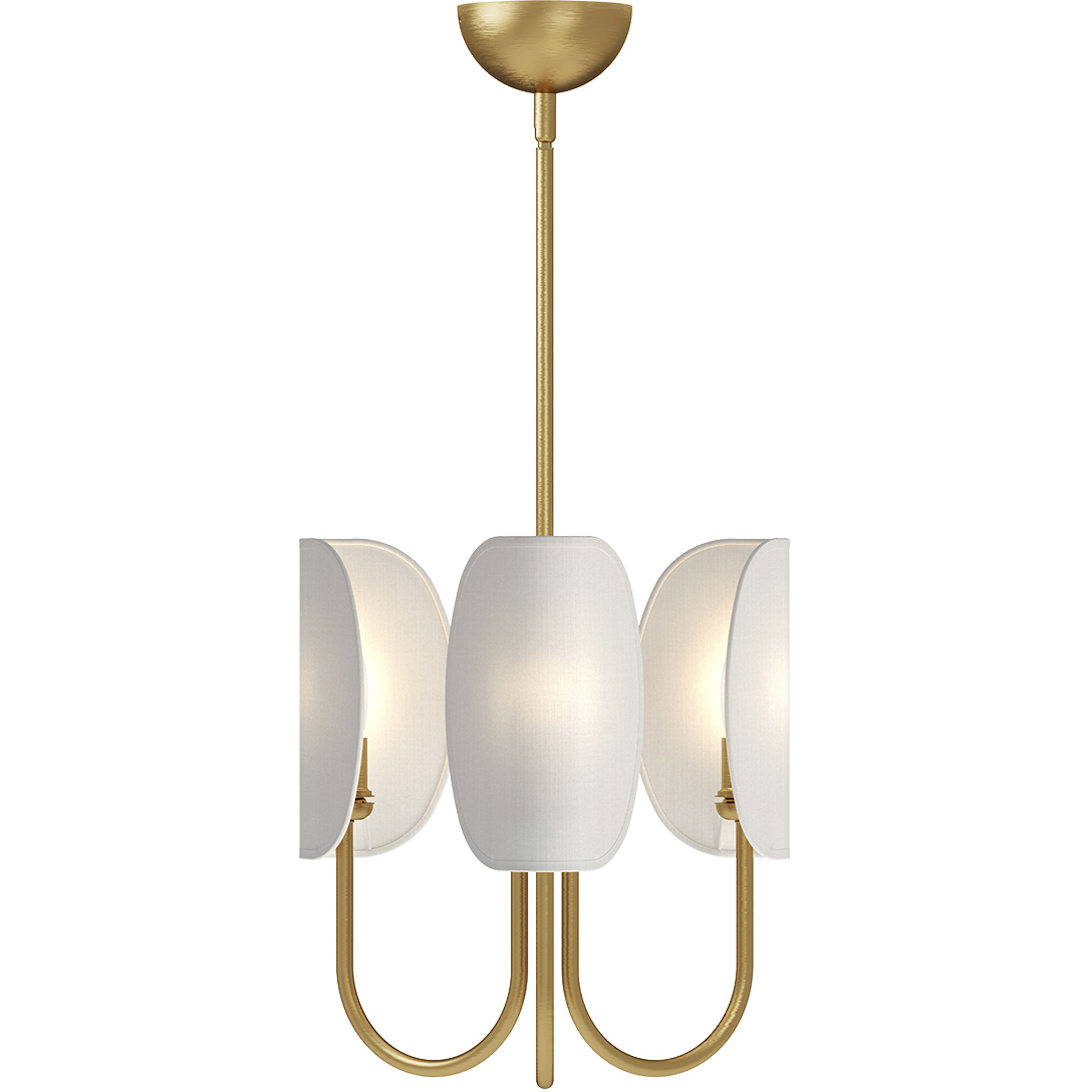 Alora Mood Seno 3 Light 15 inch Aged Gold and White Cotton Fabric Chandelier Ceiling Light