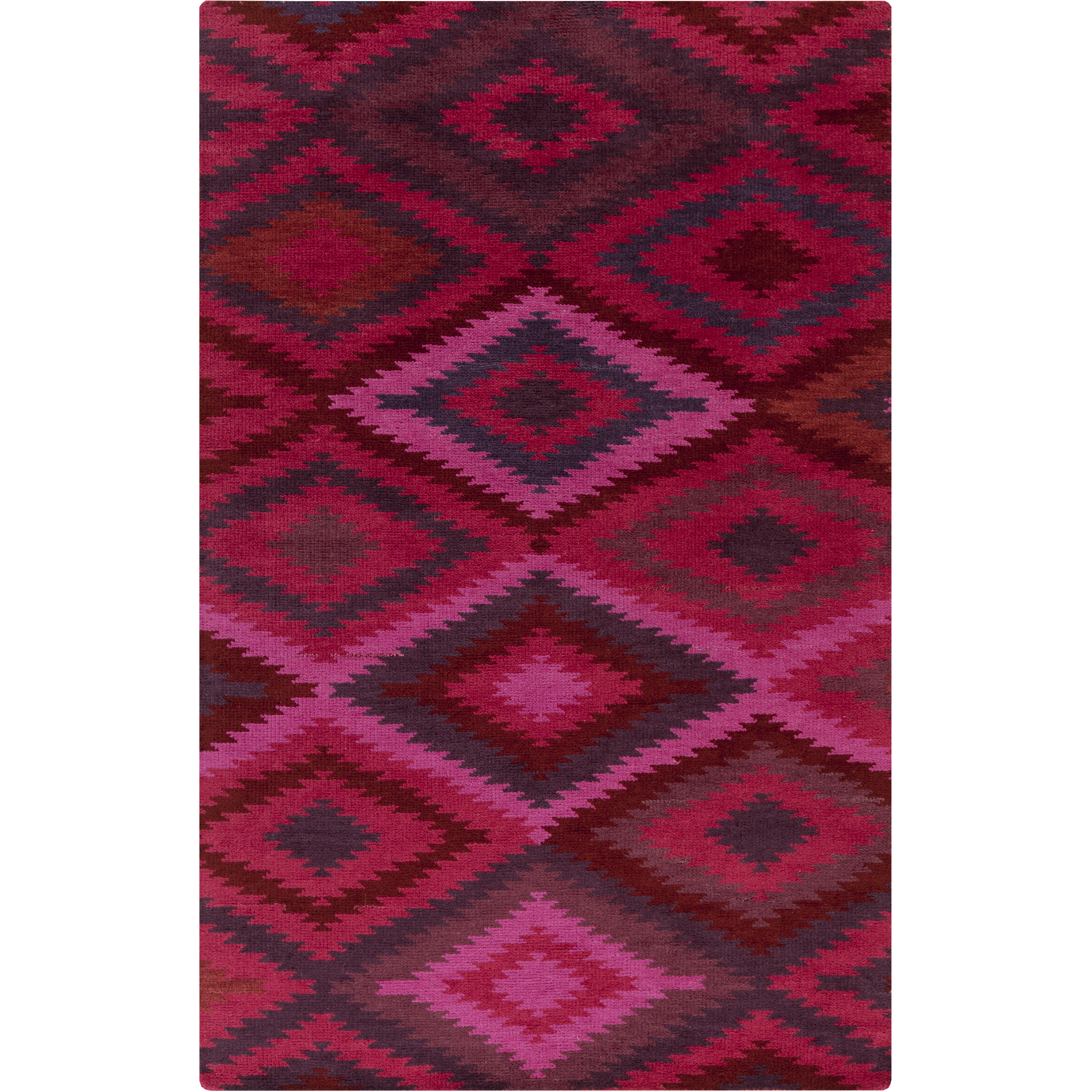 Mesa 96 X 60 inch Bright Pink, Eggplant, Dark Red Rug