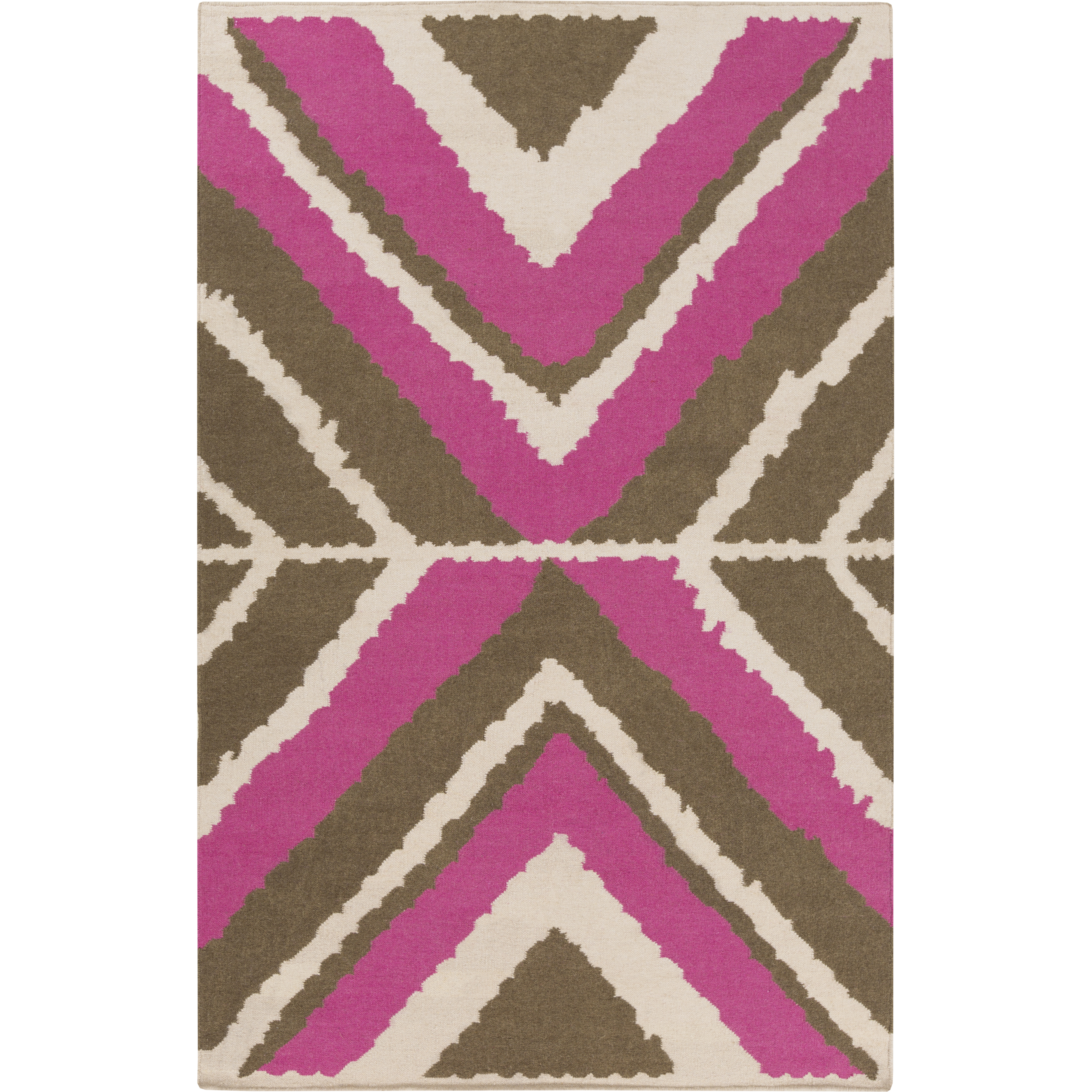 Alameda 132 X 96 inch Bright Pink, Dark Brown, Khaki Rug