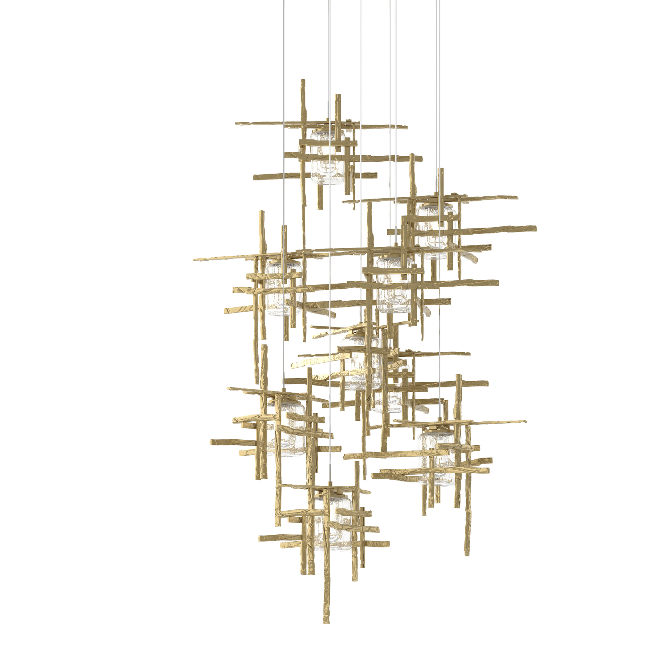 Tura 9 Light 29.6 inch Modern Brass Pendant Ceiling Light, Long