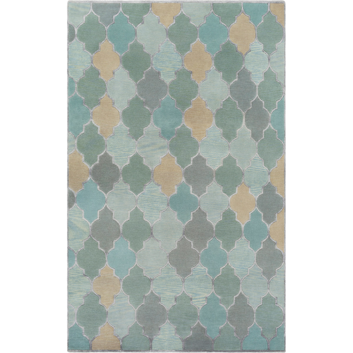 Mugal 96 X 60 inch Sage, Seafoam, Beige, Silver Gray Rug