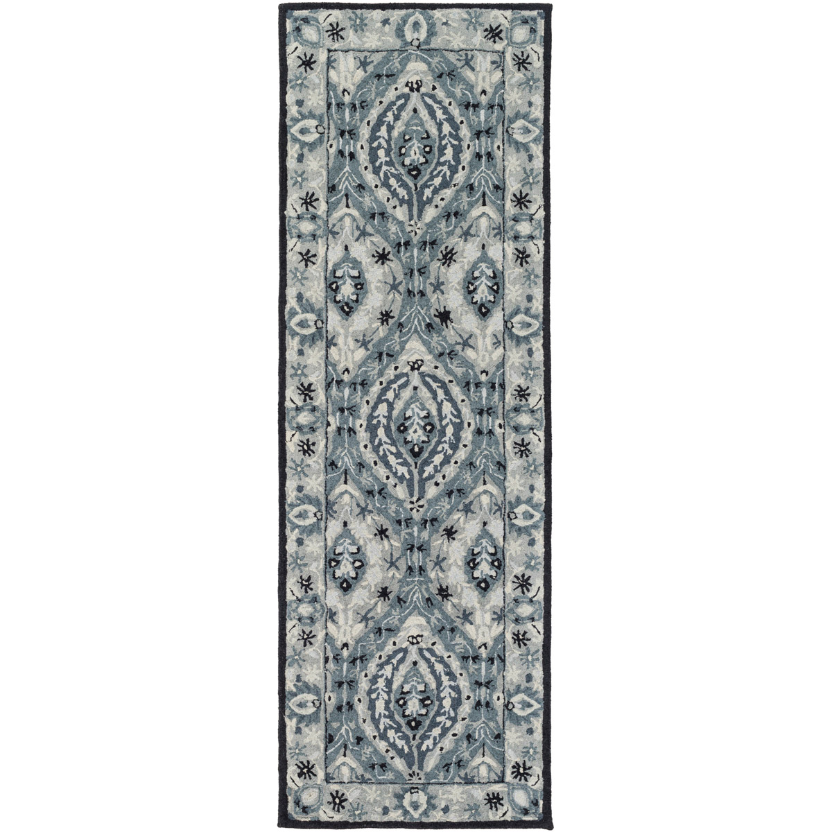 Castille 156 X 108 inch Gray and Blue Area Rug, Wool
